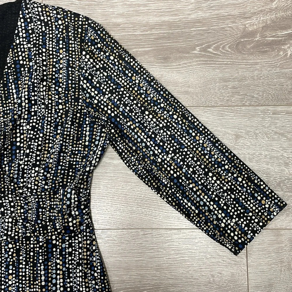 Nine & Co by Nine West 3/4 Sleeve Crossover V-Neck Polka Dot Blouse L - Picture 5 of 15